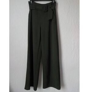 Quinze Heures Trente Paris Green Pants Belt Straight Leg Pocket Women fit XS - S